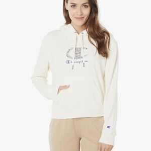 Cream Hoodie with Blue Floral Design